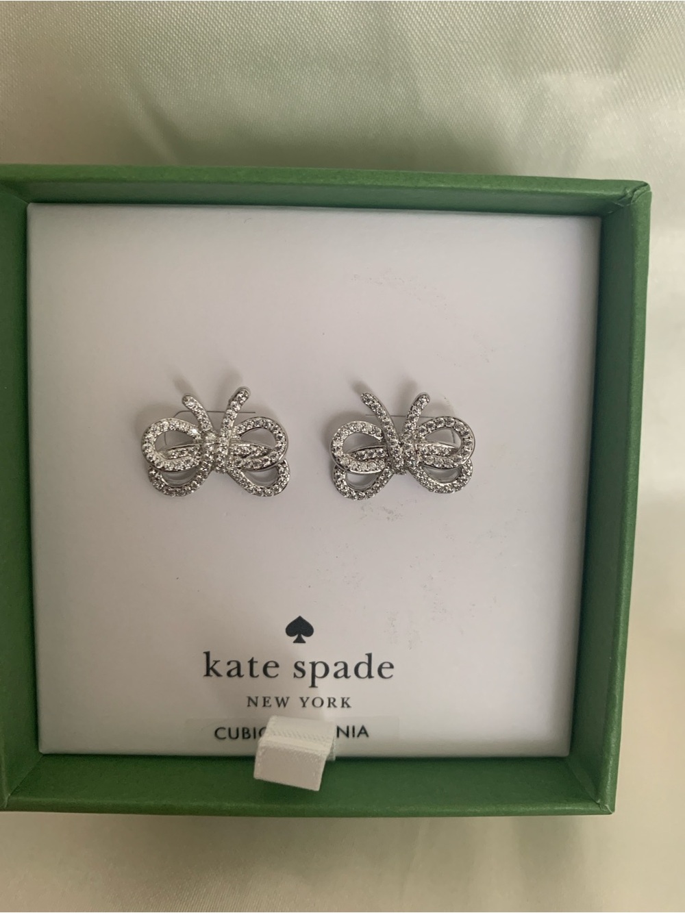 Kate Spade Kids Silver Butterfly Cubic Zirconia Stud Earrings - Picture 3 of 5